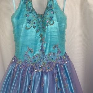 Blue Girls Pageant Long Dress
